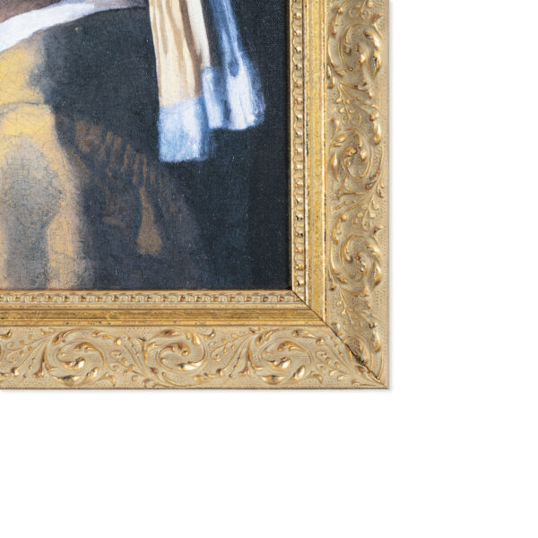 Reproductie Meisje met de parel op canvas met lijst