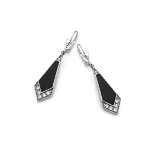 Oorbellen Art Nouveau Onyx Sterling Zilver