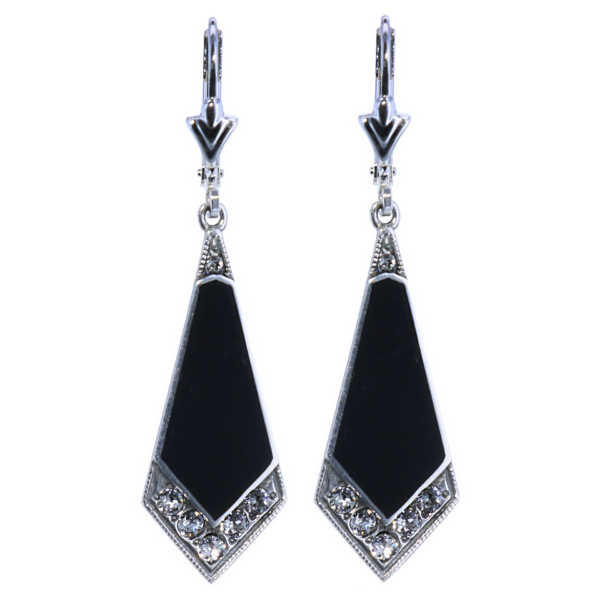 Oorbellen Art Nouveau Onyx Sterling Zilver