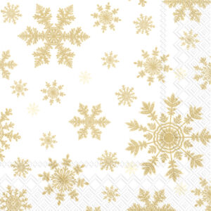 Servetten L Falling Snowflakes white go