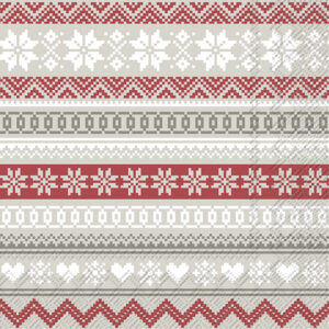 Servetten L Nordic Pattern Cream Red