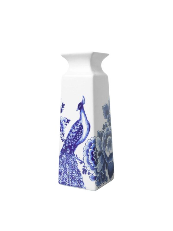 Vaas vierkant bloemen Delftsblauw