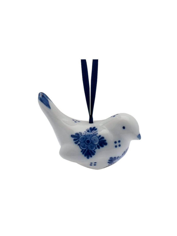 Vogeltje delftsblauw met lint