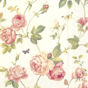 Cocktail Servetten NEW RAMBLING ROSE cream