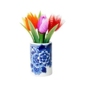 Magneet tulpen in bloempot Delfts Blauw