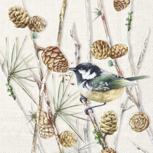 Servetten C Bird on Branch cream