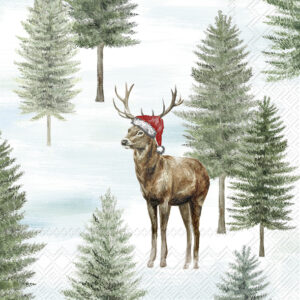 Servetten C NORDIC WINTER ANIMALS bl. gree