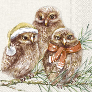 Servetten C Winter Owls cream