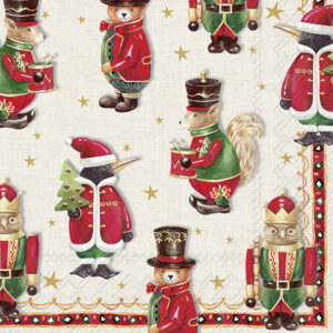 Servetten L Animal Figures Cream Red