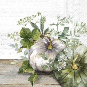 Servetten L Green & White Pumpkin - cream