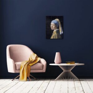 Tegeltableau Meisje met parel 33 x 44 cm (12 tegels gemonteerd op MDF)